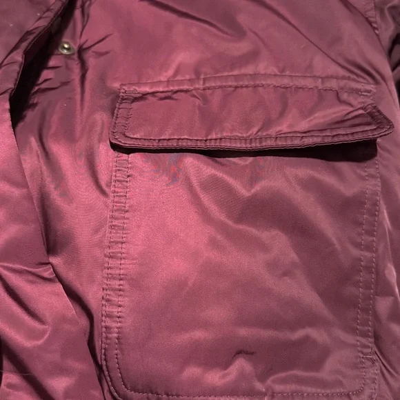 Satin Burgundy Bomber Jacket - Picture 4 of 9